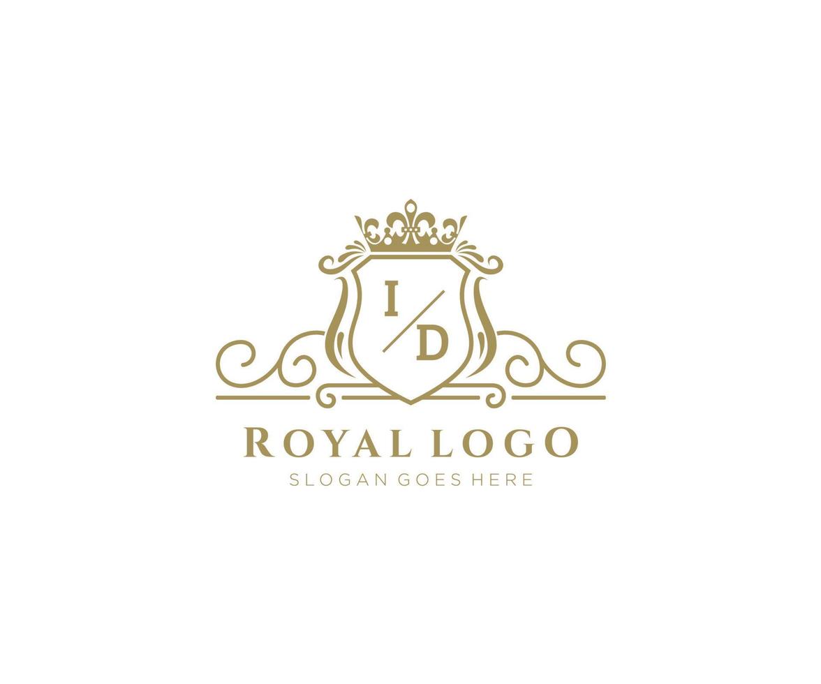Initial ID Letter Luxurious Brand Logo Template, for Restaurant, Royalty, Boutique, Cafe, Hotel, Heraldic, Jewelry, Fashion and other vector illustration.
