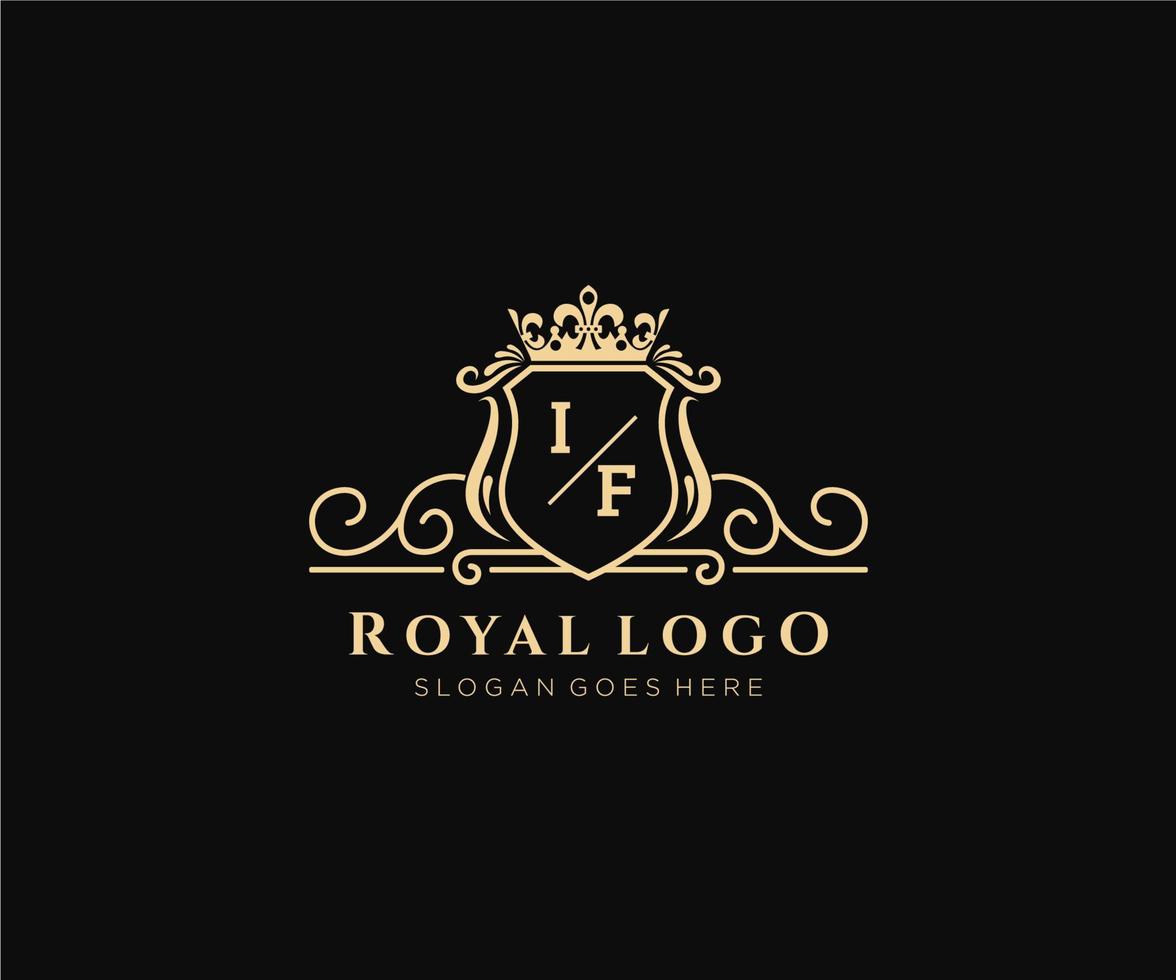 Initial IF Letter Luxurious Brand Logo Template, for Restaurant, Royalty, Boutique, Cafe, Hotel, Heraldic, Jewelry, Fashion and other vector illustration.