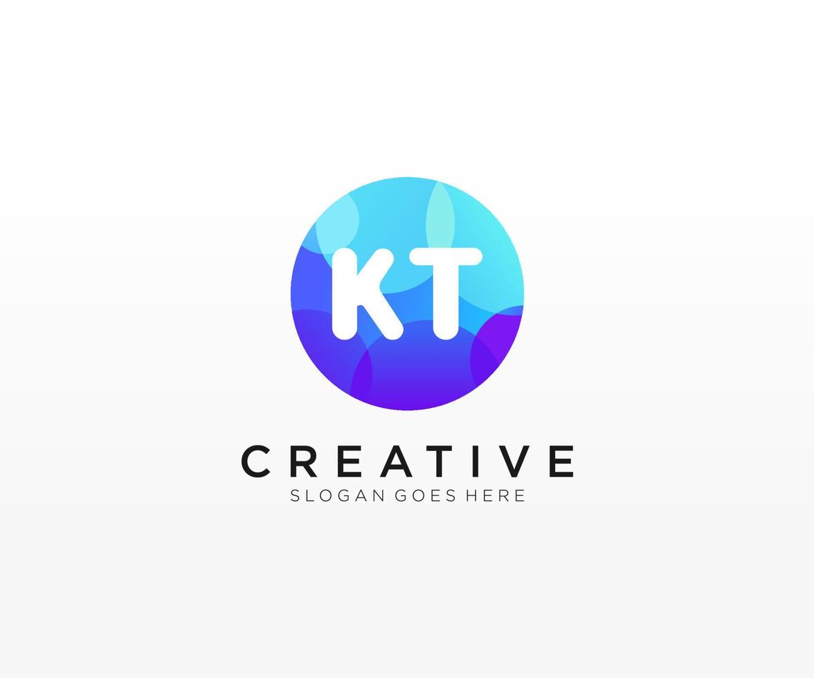 KT initial logo With Colorful Circle template vector. vector