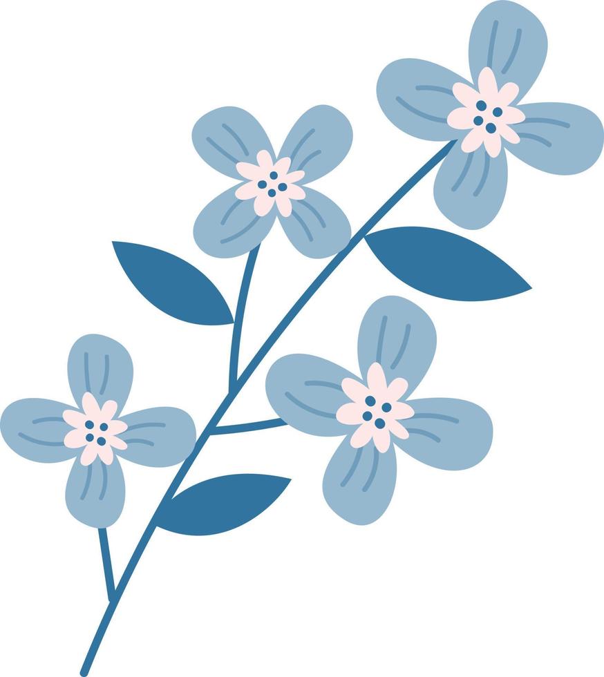 Branch with leaves and flowers. vector