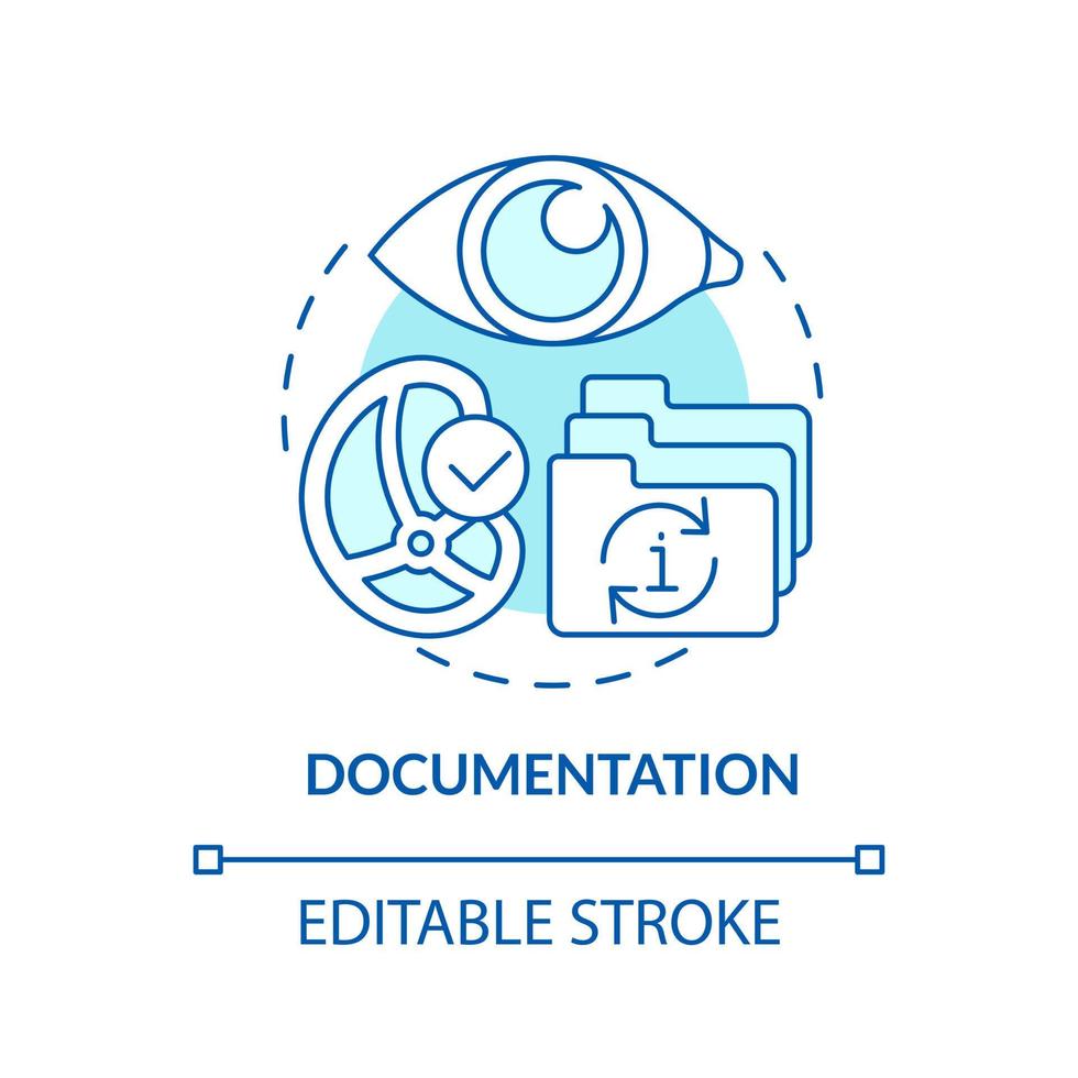 Documentation turquoise concept icon. Records in order. Planning approach to HACCP abstract idea thin line illustration. Isolated outline drawing. Editable stroke vector