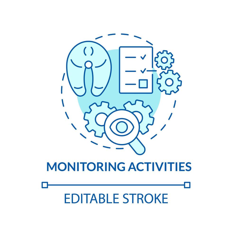 Monitoring activities turquoise concept icon. Contamination control. HACCP principle abstract idea thin line illustration. Isolated outline drawing. Editable stroke vector