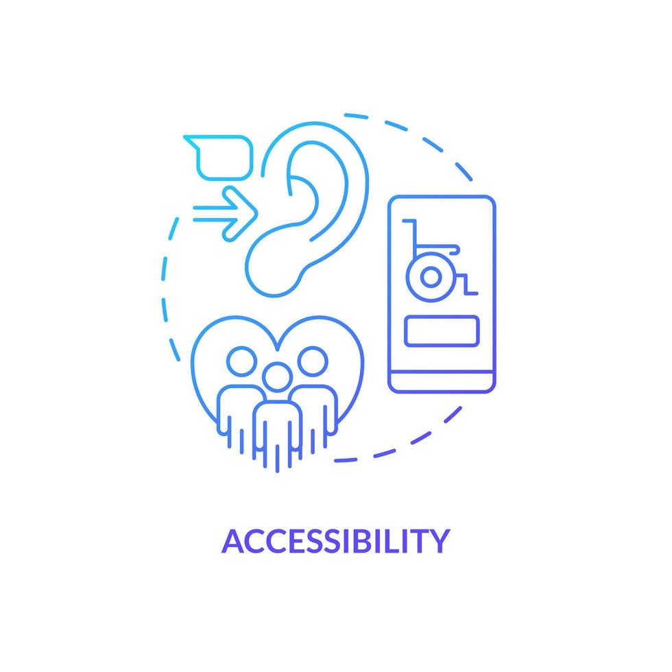 Accessibility blue gradient concept icon. App usability. Barrier free website. UX design fundamental abstract idea thin line illustration. Isolated outline drawing vector