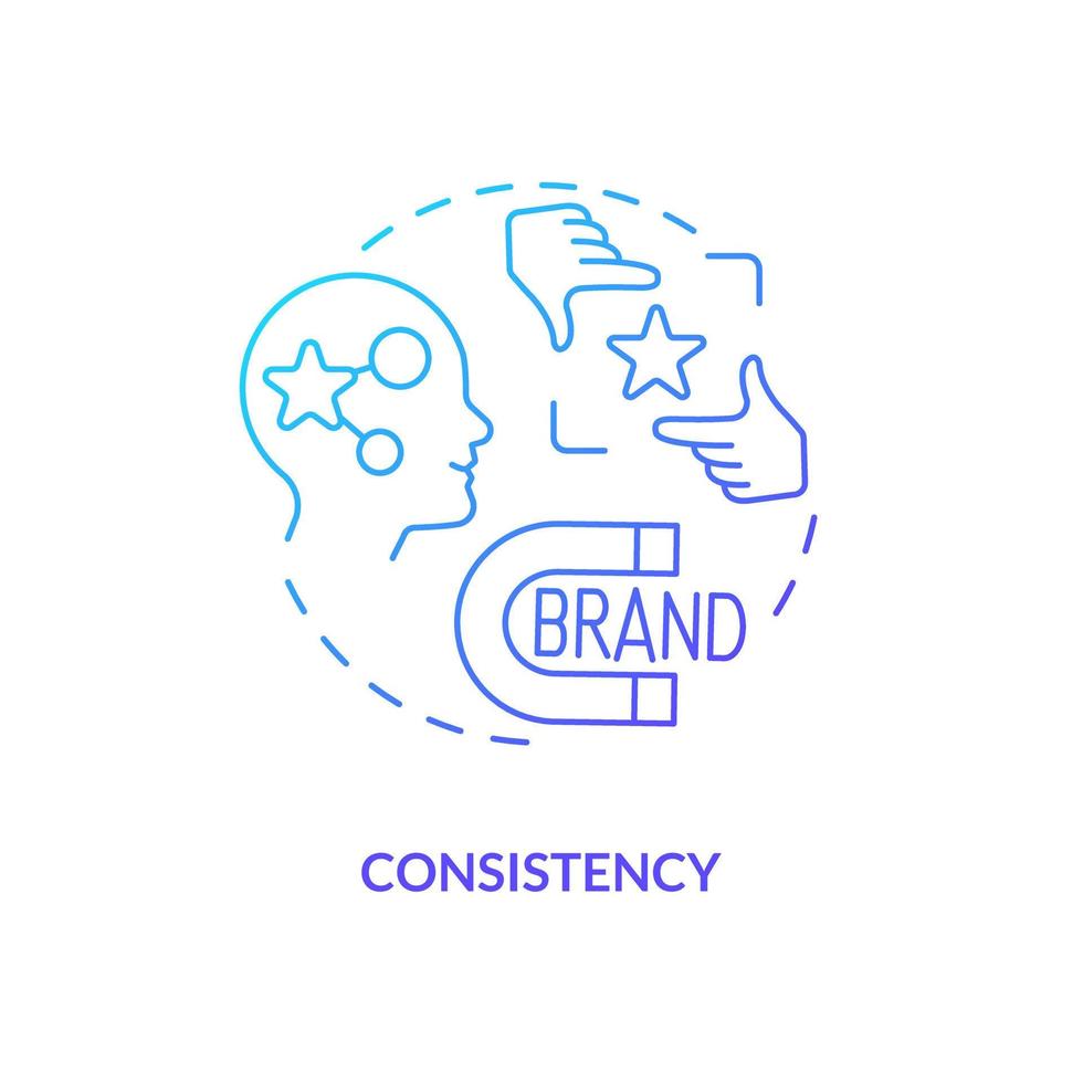 Consistency blue gradient concept icon. App usability. Software development. User experience design rule abstract idea thin line illustration. Isolated outline drawing vector
