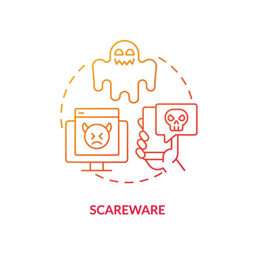 Scareware attack red gradient concept icon. Malware method. Manipulate victims. Hacker tricks abstract idea thin line illustration. Isolated outline drawing vector