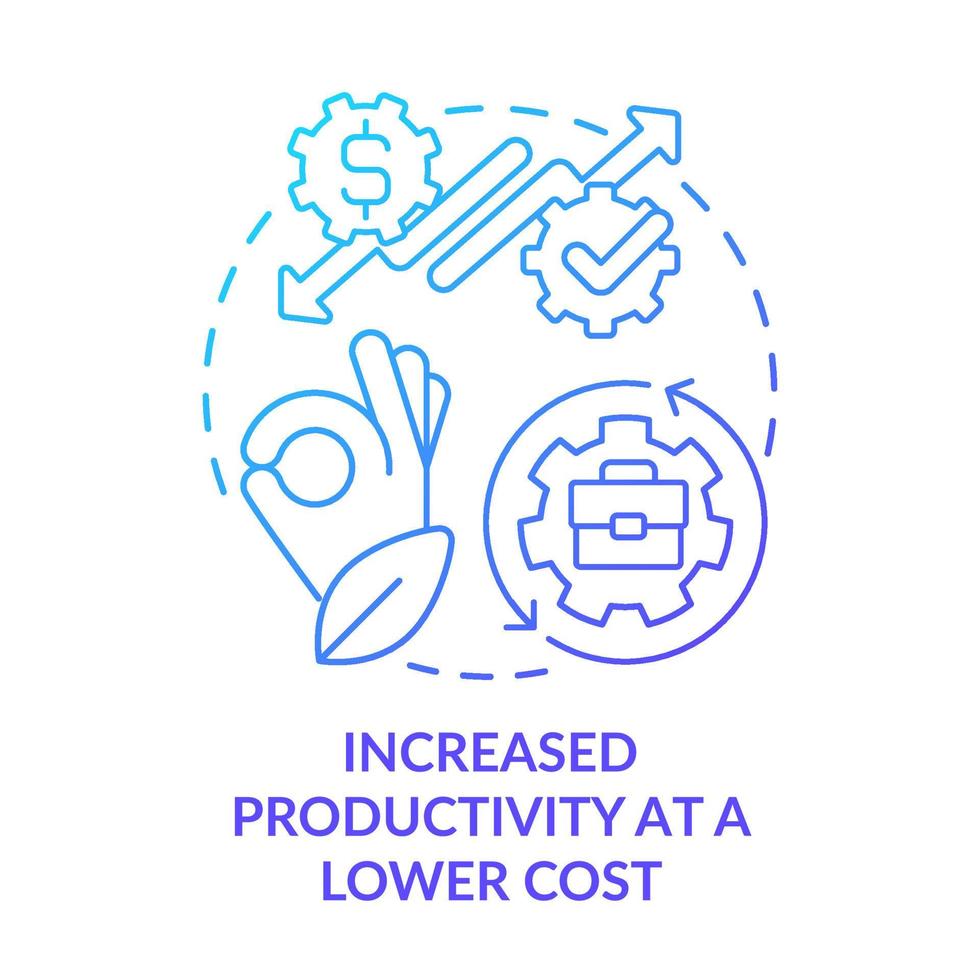 Increased productivity at lower cost blue gradient concept icon. Sustainable business profit abstract idea thin line illustration. Isolated outline drawing vector
