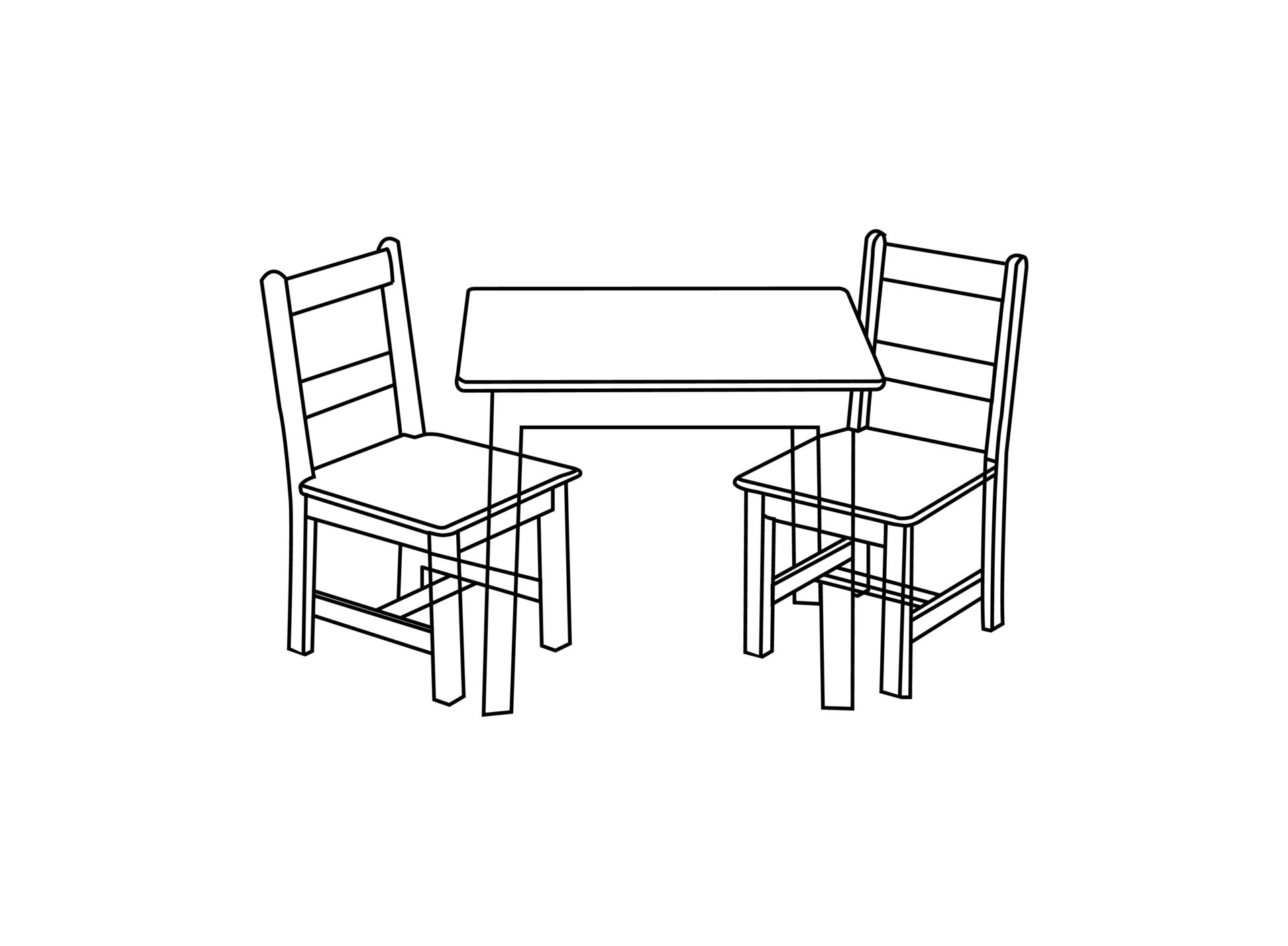 kids wood table and 2 chair set vector design. wood table and 2 chair