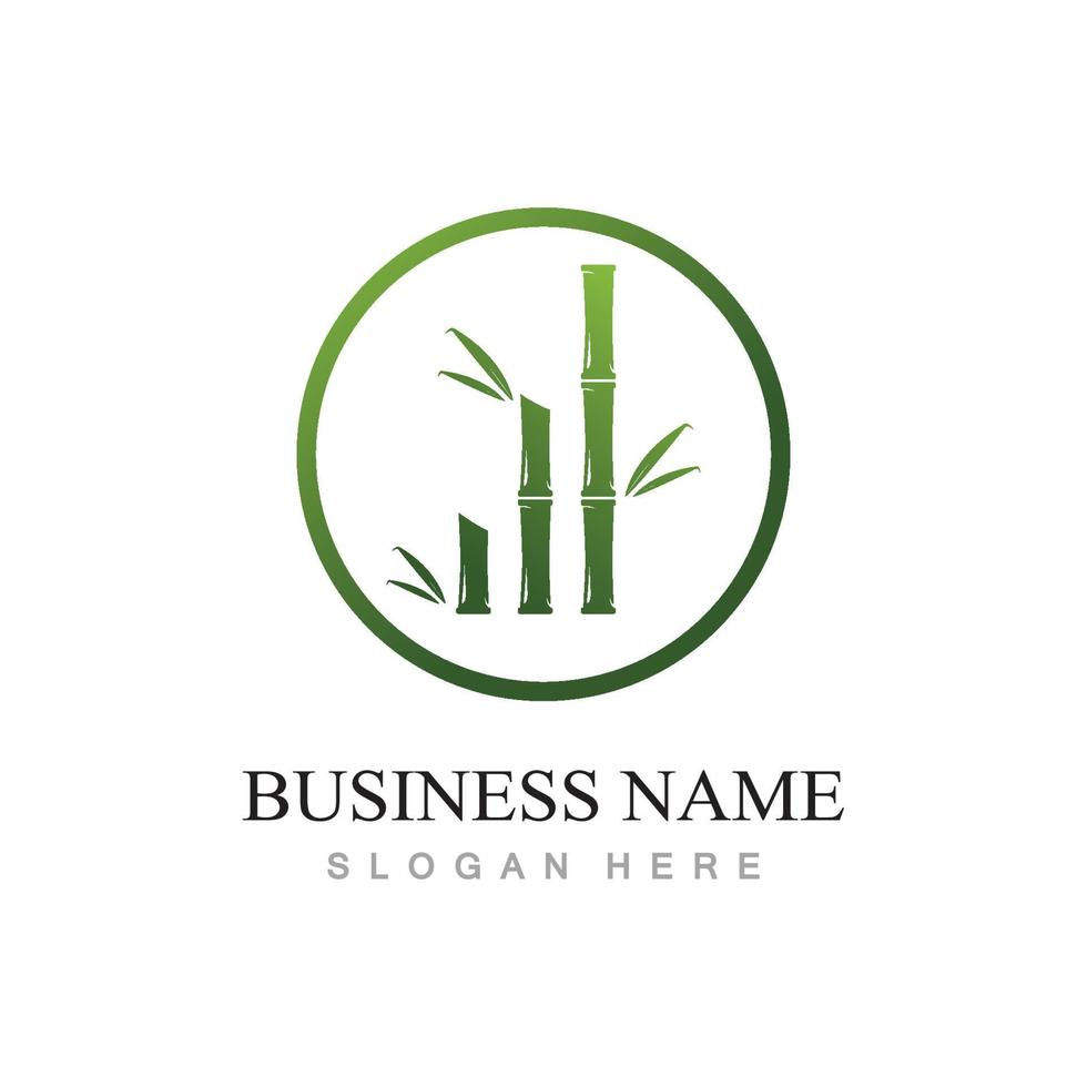 bamboo logo with green leaves vector illustration template