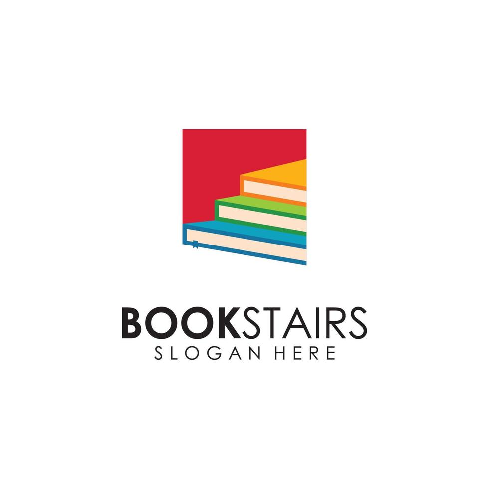 apilar de libros o libro escalera logo modelo. vector