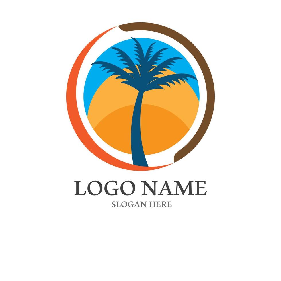 Palm tree summer logo template vector