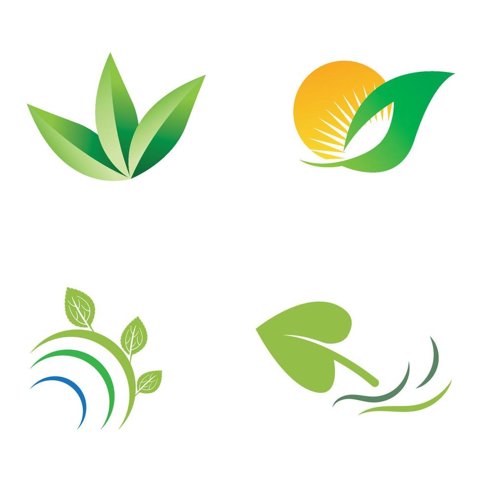 natural green leaf logo icon template vector