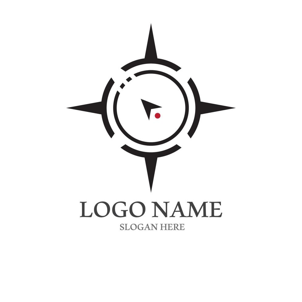 Brújula logo y símbolo con vector concepto ilustración modelo