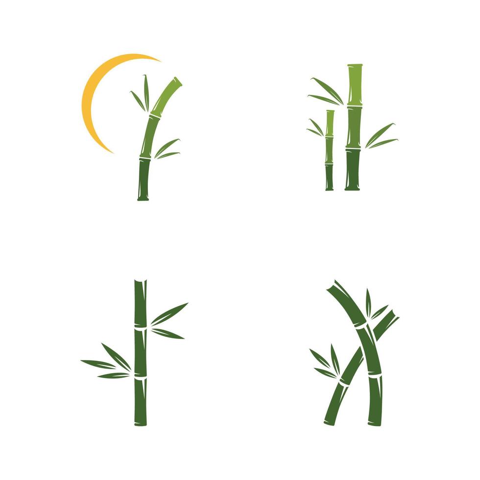 bambú logo con verde hojas vector ilustración modelo