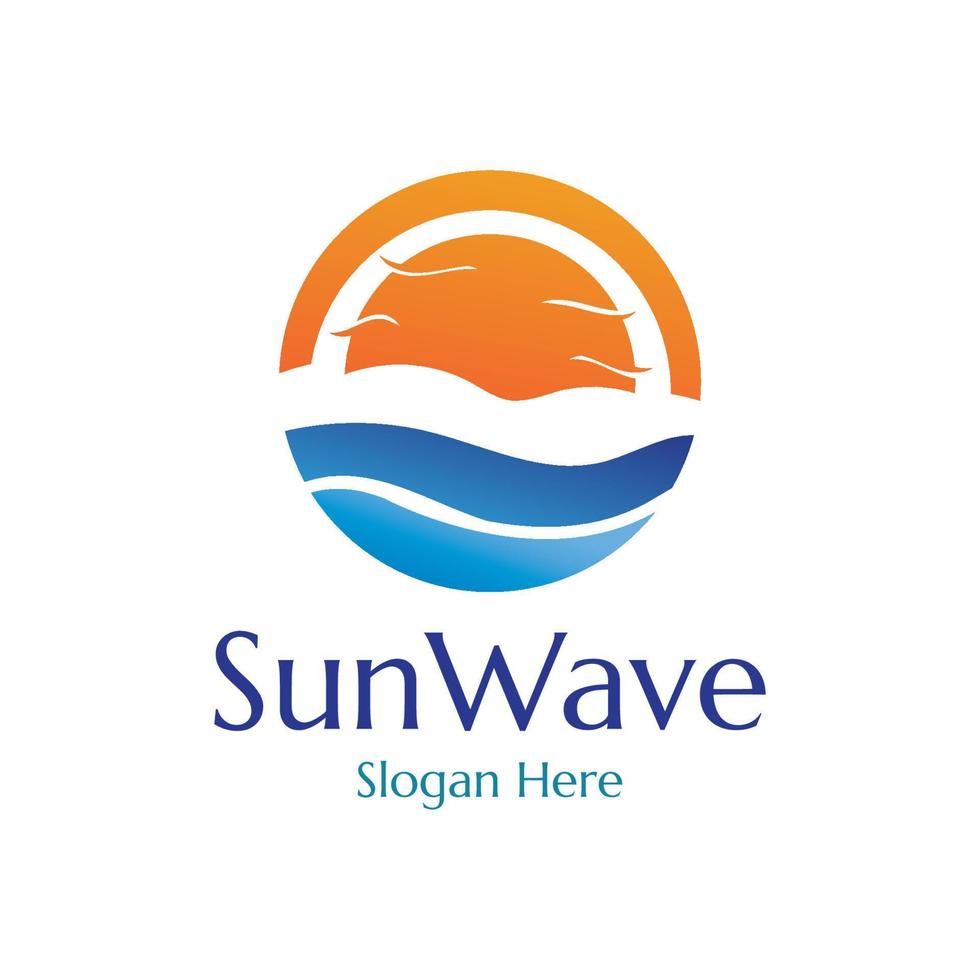 sun and waves illustration design vector template