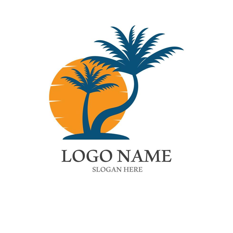 Palm tree summer logo template vector