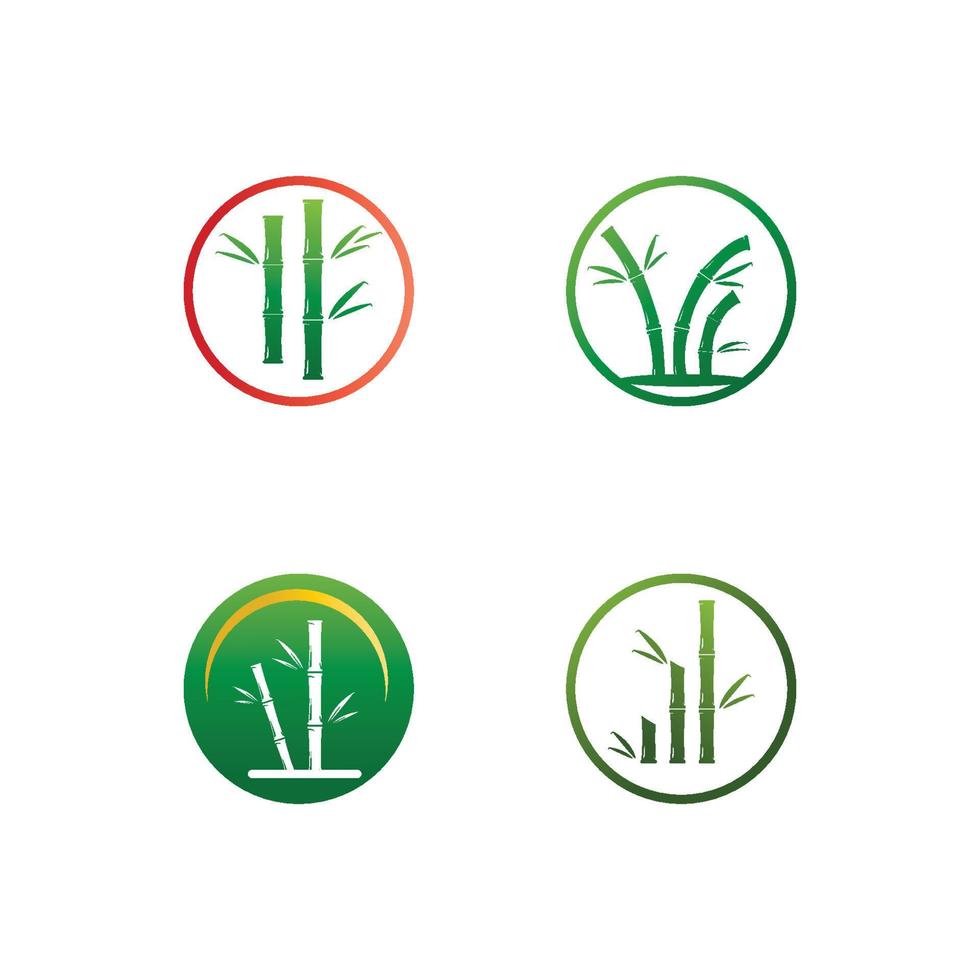 bamboo logo with green leaves vector illustration template