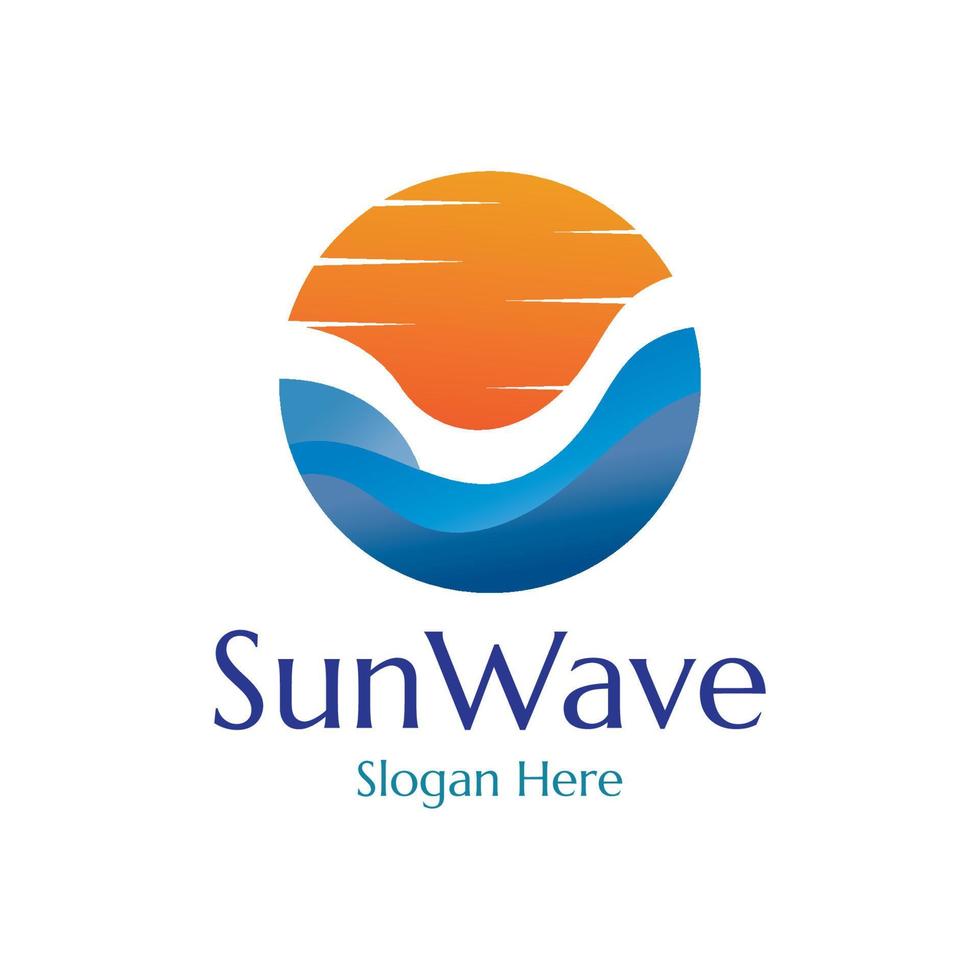 sun and waves illustration design vector template