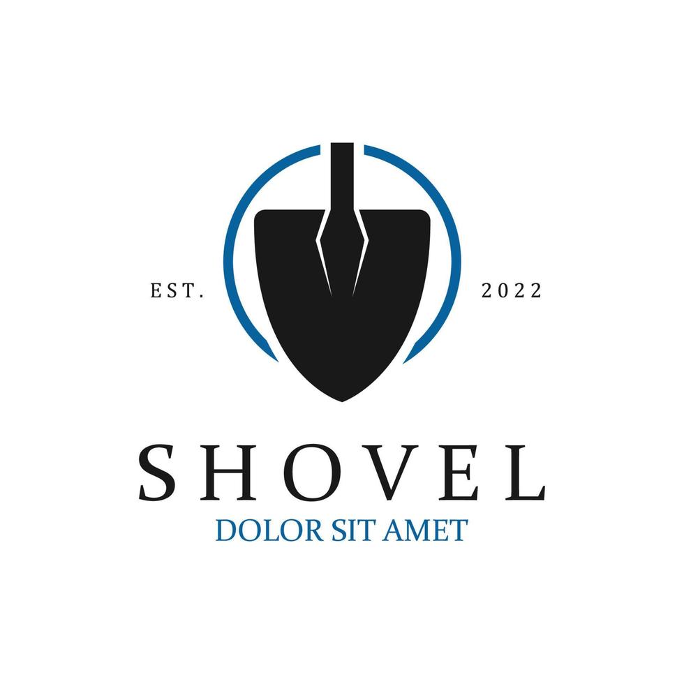 Simple Vector Shovel Logo Template. Tools Icons for Gardening and Farming.