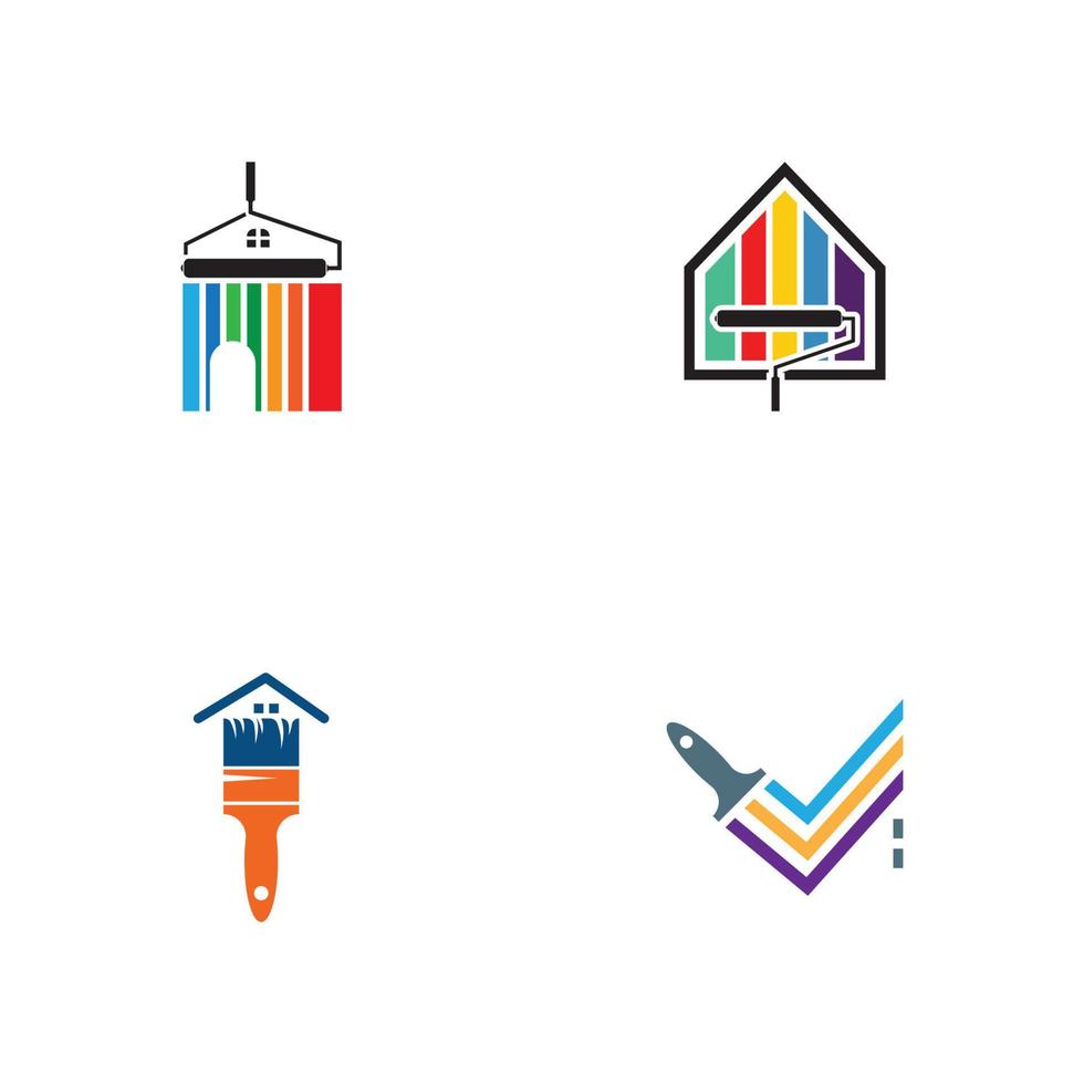 vector template house painting logo design. multi color home painting, decoration and repair services