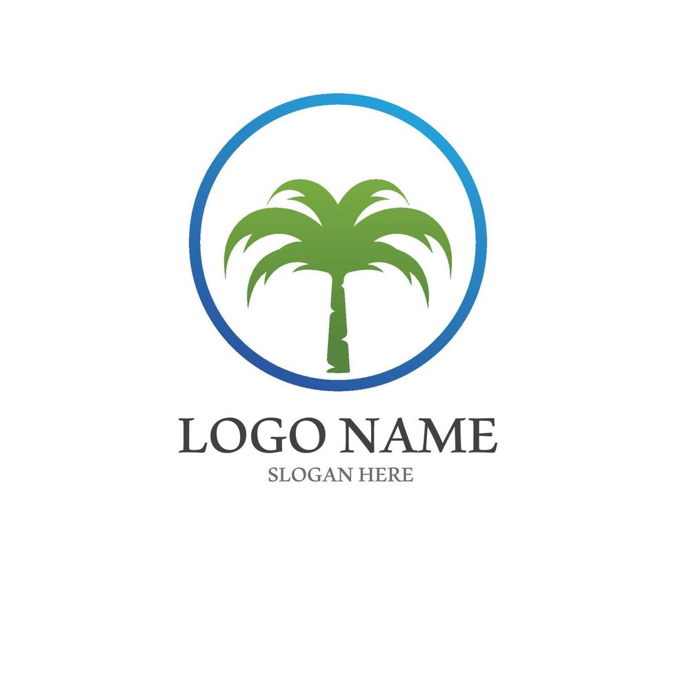 Palm tree summer logo template vector