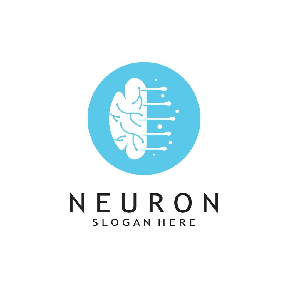 nerve cell logo or neuron logo with vector template