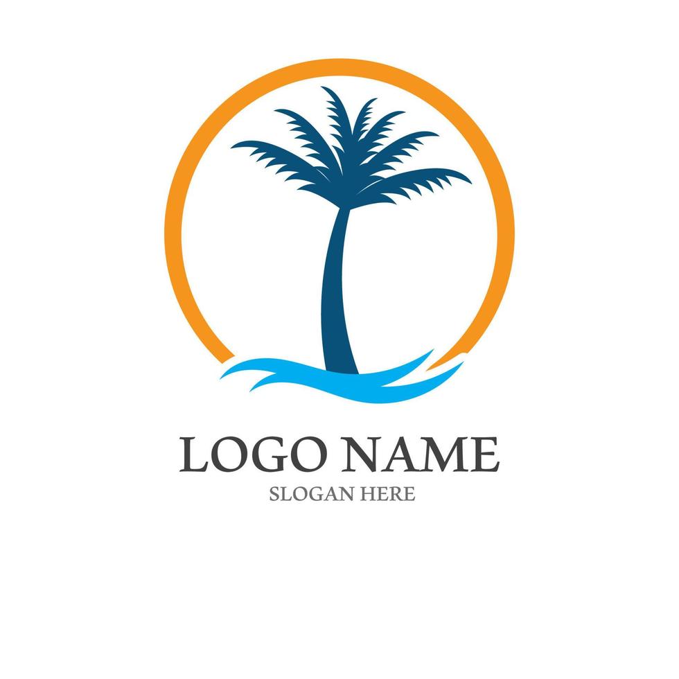 Palm tree summer logo template vector