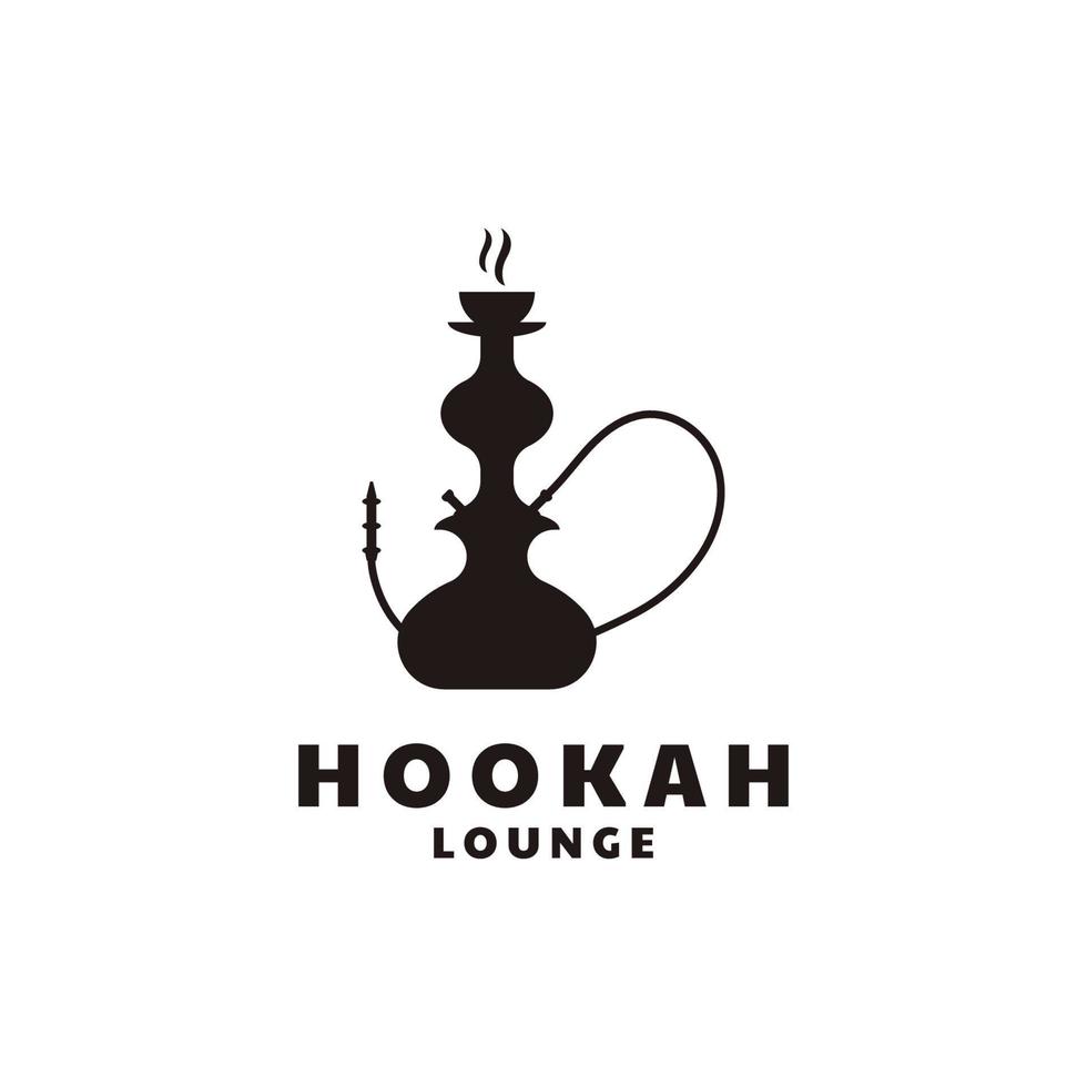 Hookah Shisha Silhouette Logo Template for Bar, Cafe and Club. vector