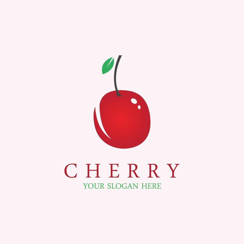 Cherry Fruit Logo Template. Vector Illustration Cherries Symbol.