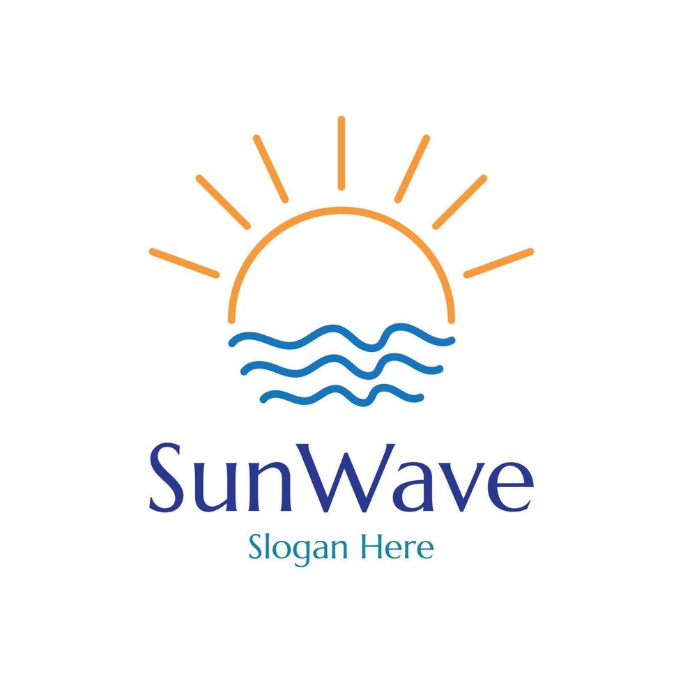 sun and waves illustration design vector template