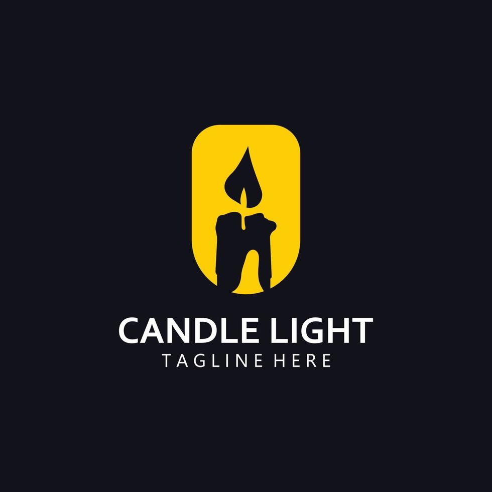 Burning Candle Vector Logo Template in Simple Flat Style.