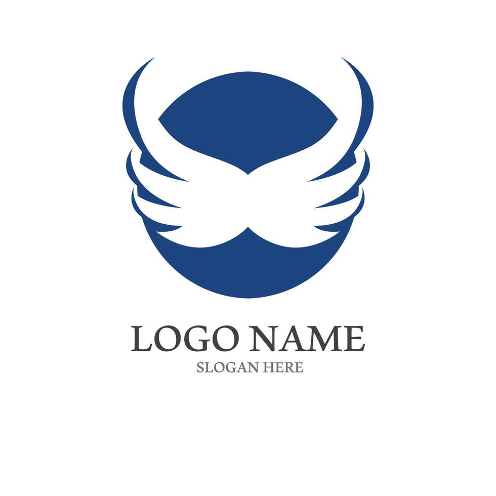 Minimalist bird wings logo. Easy editing of template vector illustration.