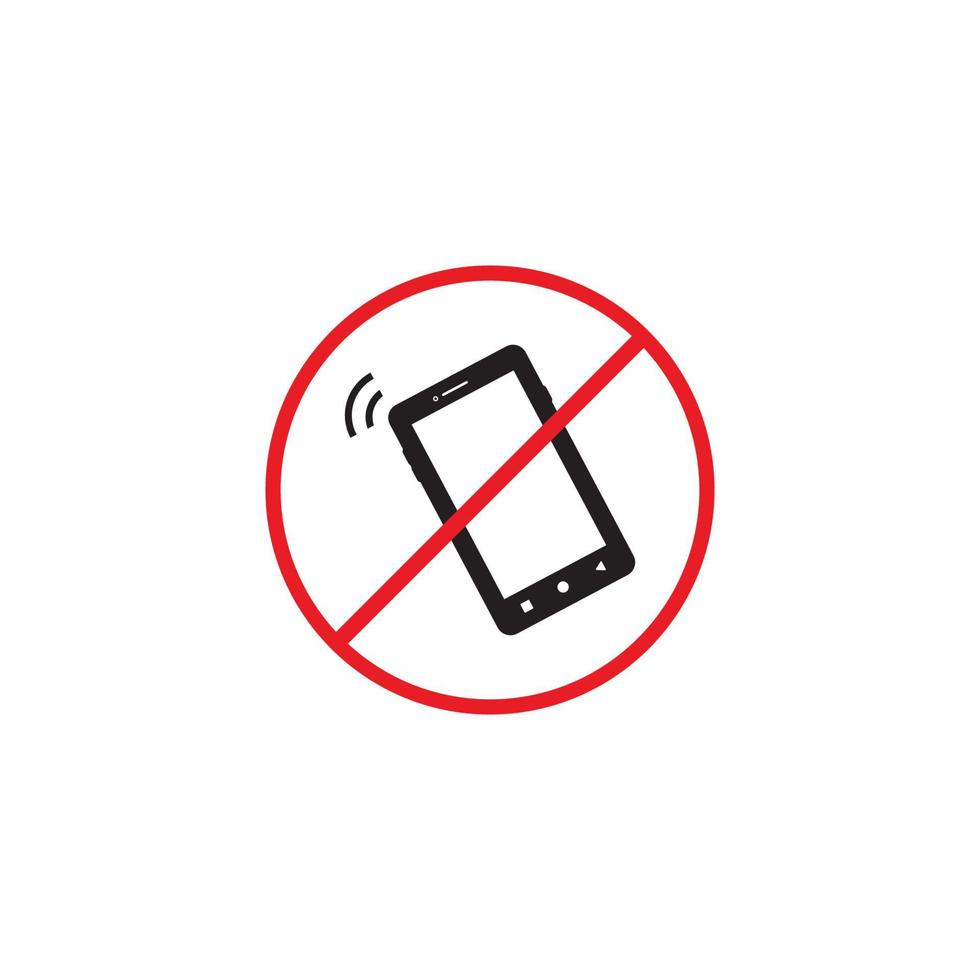 No teléfono logo modelo. Teléfono móvil utilizar prohibición icono. vector silencio modo.