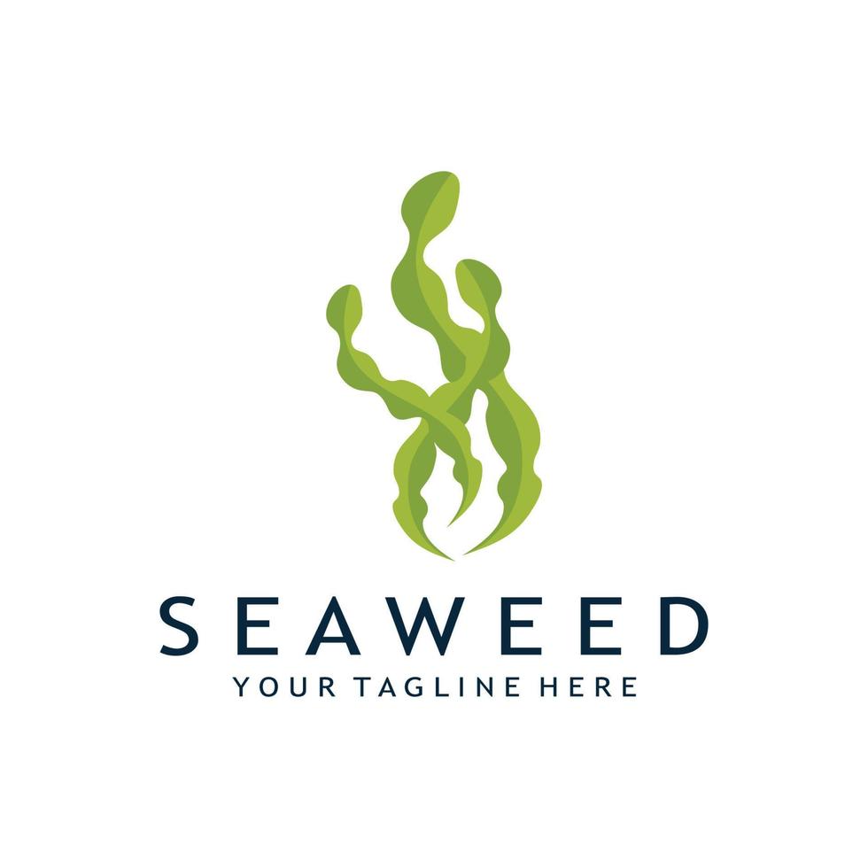 seaweed logo design with vector illustration template