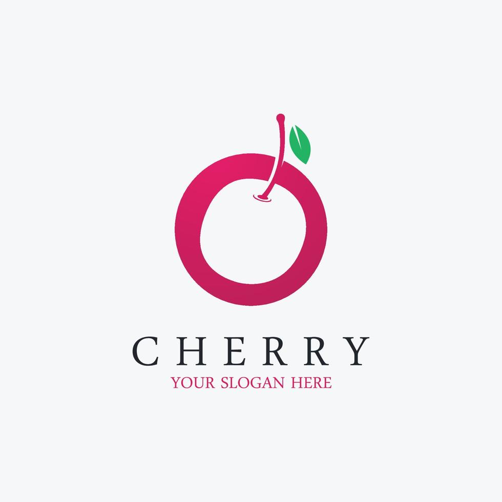 Cherry Fruit Logo Template. Vector Illustration Cherries Symbol.