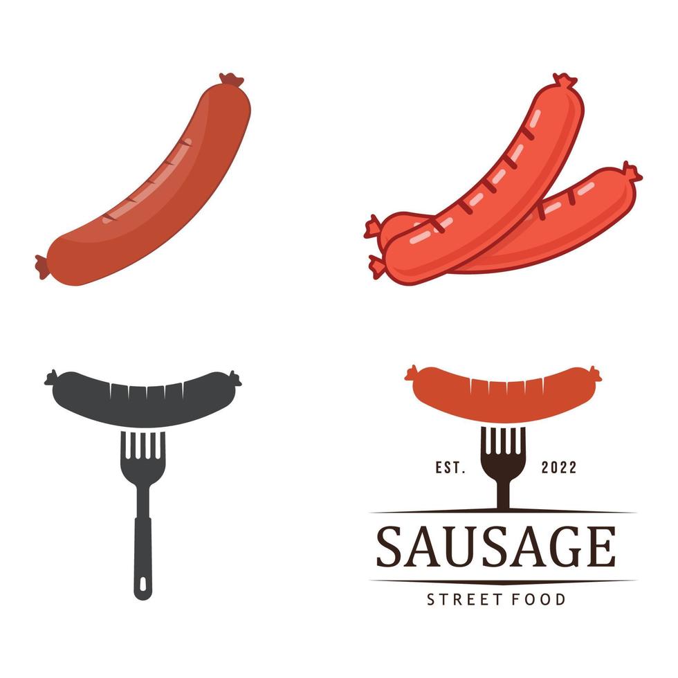 Sausage Logo Template. Street Food Logo Icon. vector