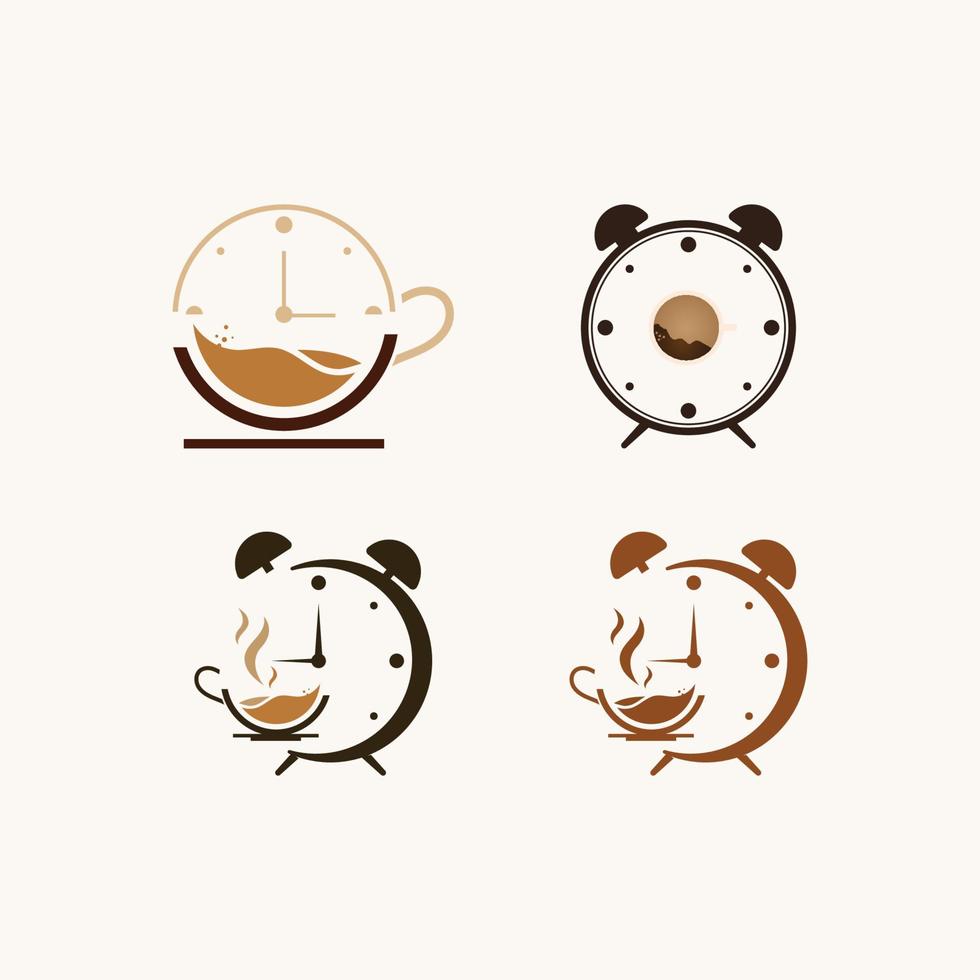 café hora vector ilustración logo modelo con plano concepto.