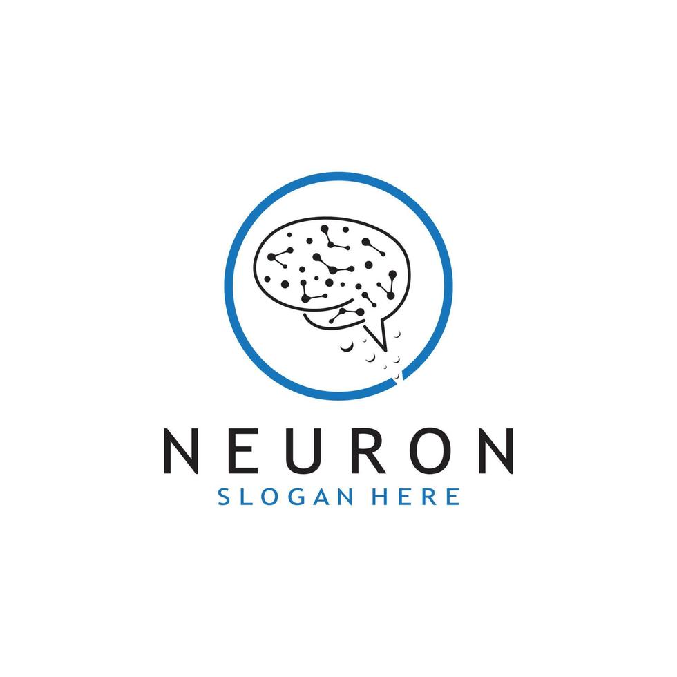 nerve cell logo or neuron logo with vector template