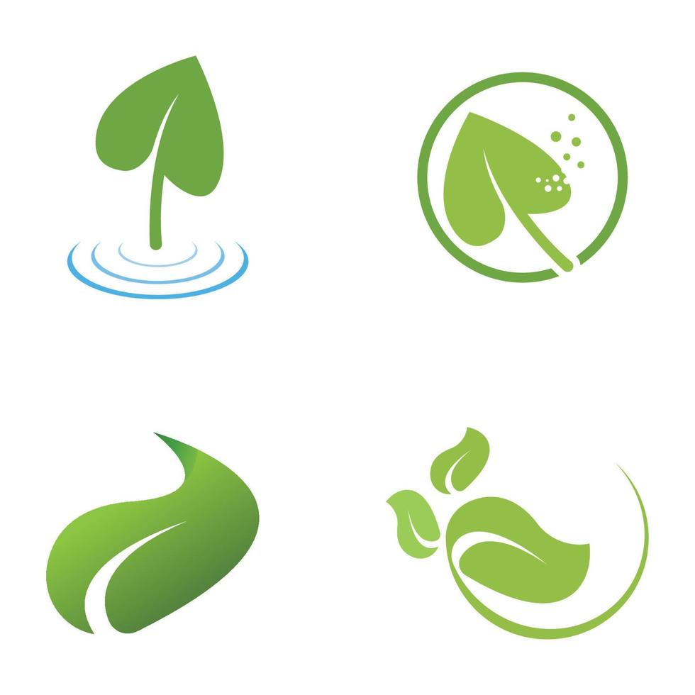 natural green leaf logo icon template vector