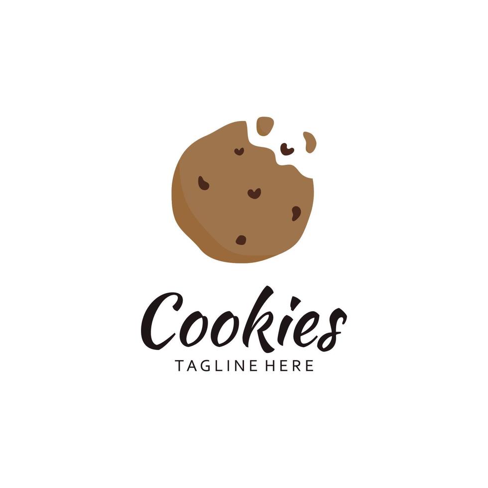 Cartoon Chocolate Cookies Logo Template. Vector Illustration.