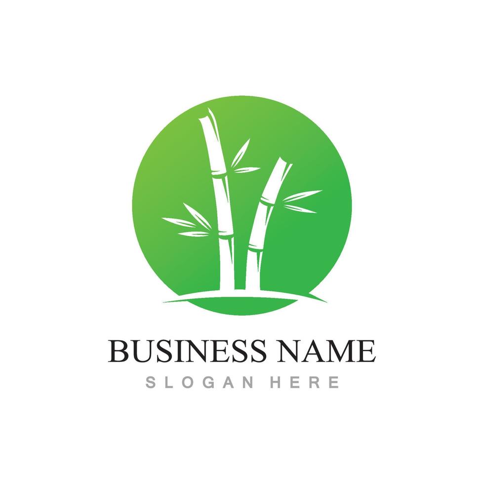 bamboo logo with green leaves vector illustration template