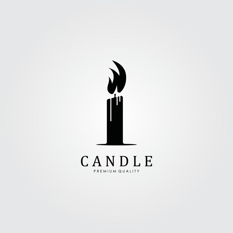 Burning Candle Vector Logo Template in Simple Flat Style.