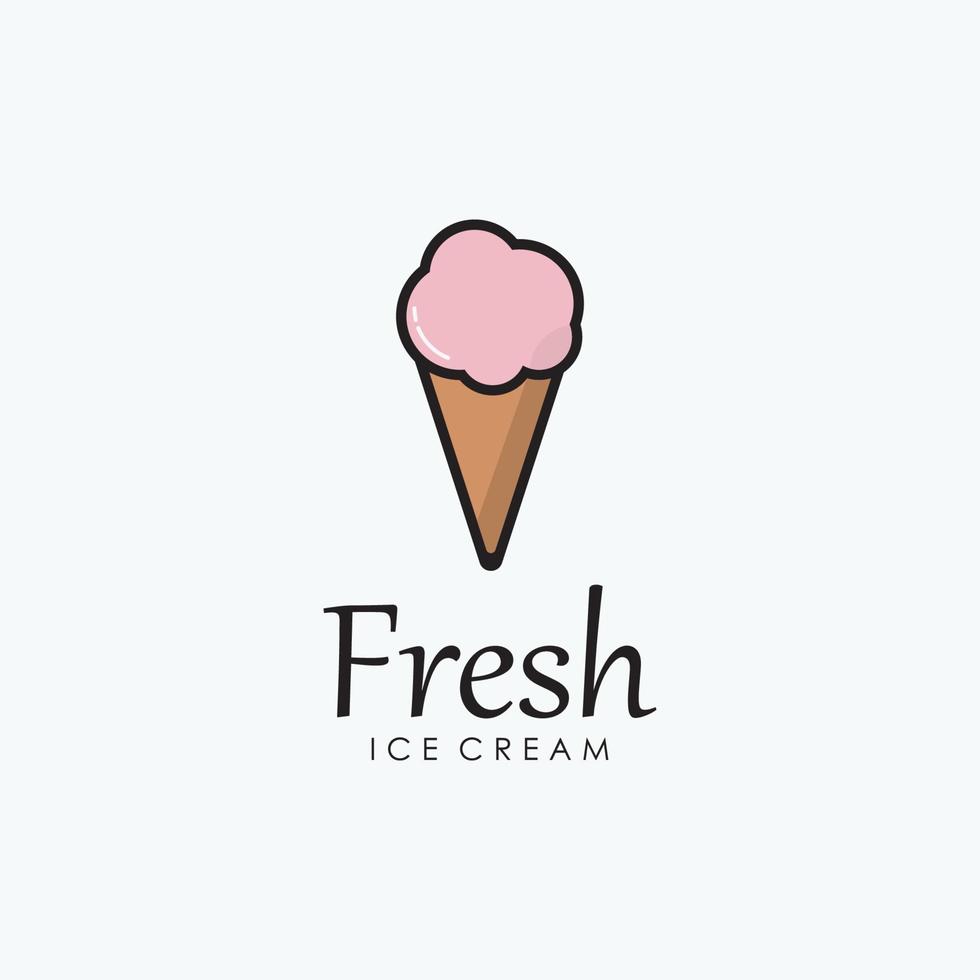 Ice Cream Illustration Logo Template with Simple Vector Concept.