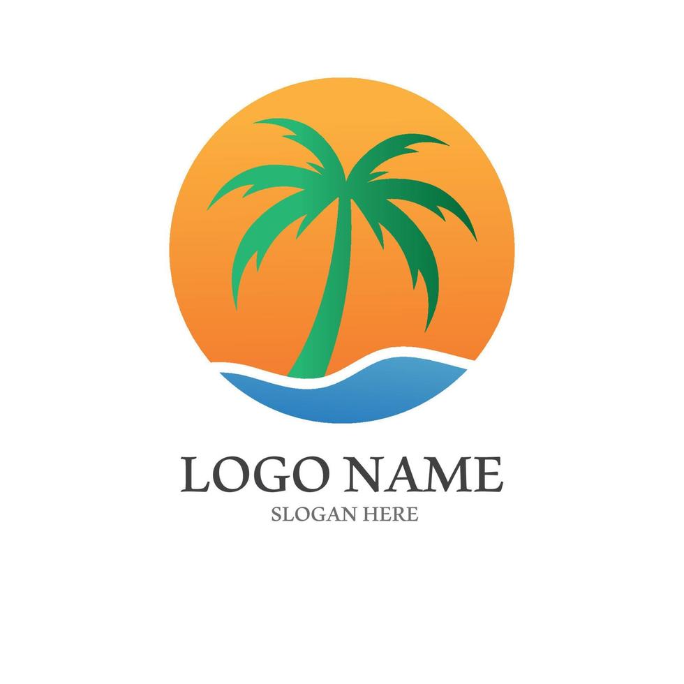 Palm tree summer logo template vector