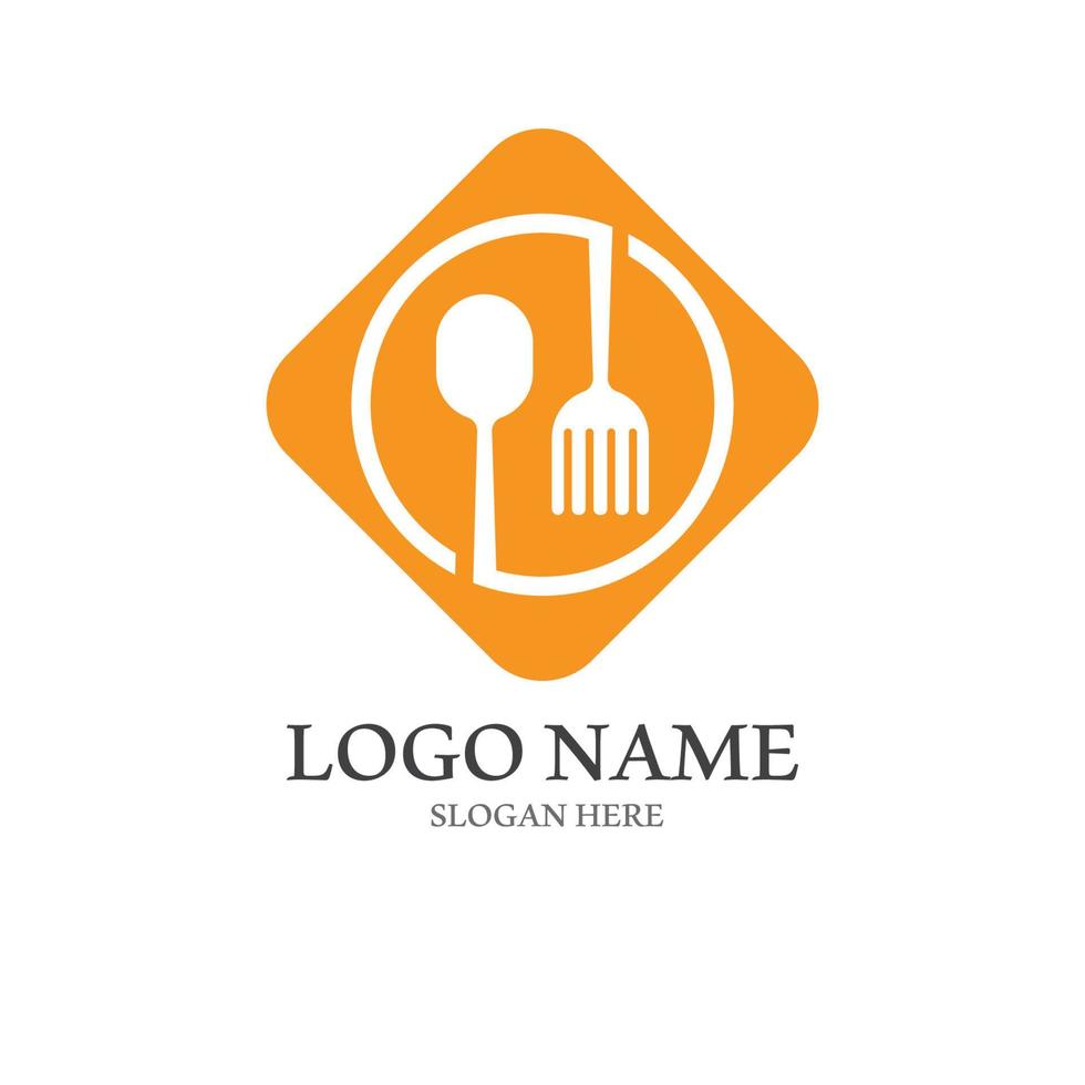 spoon and fork logo with vector shape template.