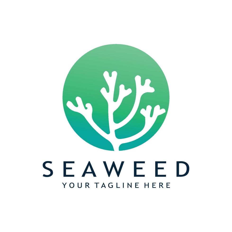 seaweed logo design with vector illustration template