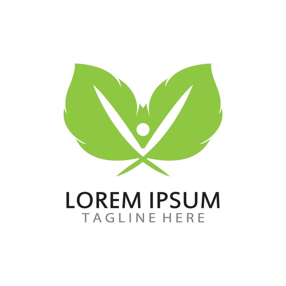 natural green leaf logo icon template vector