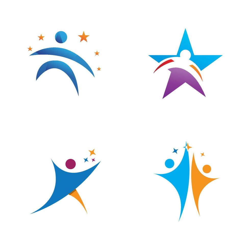 estrella personas logo diseño con vector ilustración modelo