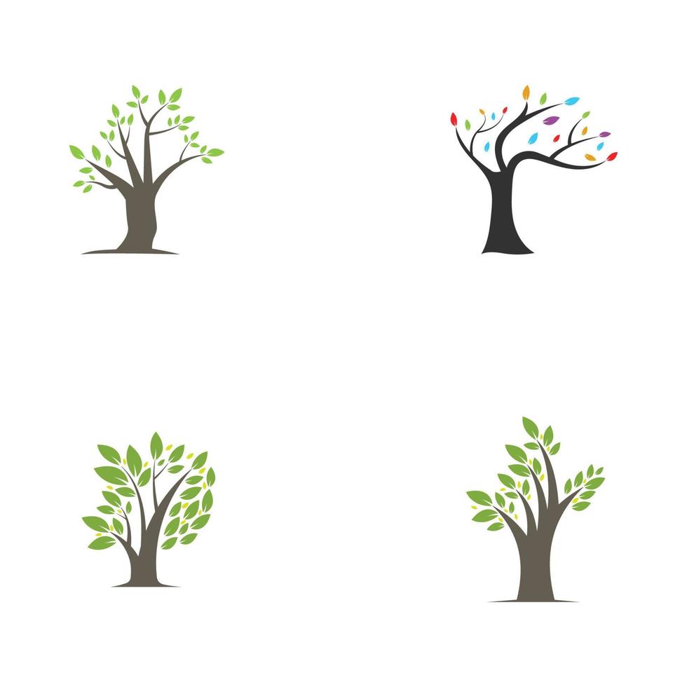 árbol logo diseño con modelo vector concepto