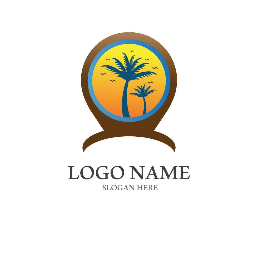 Palm tree summer logo template vector