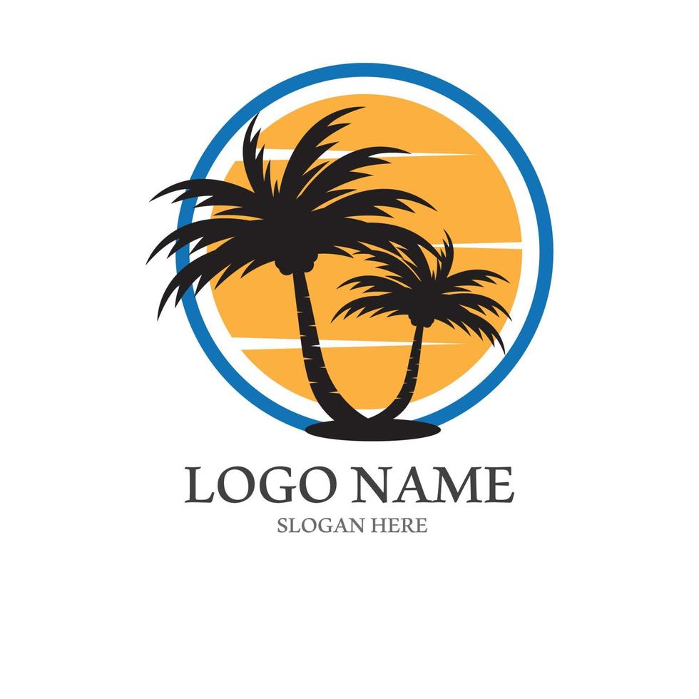 Palm tree summer logo template vector